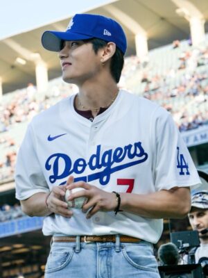 Kim Taehyung V Dodgers White Jersey