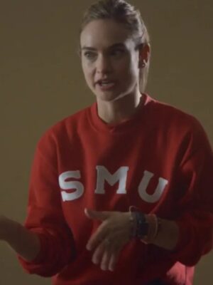 Lily James 2025 Swiped Red Pullover Sweatshirt