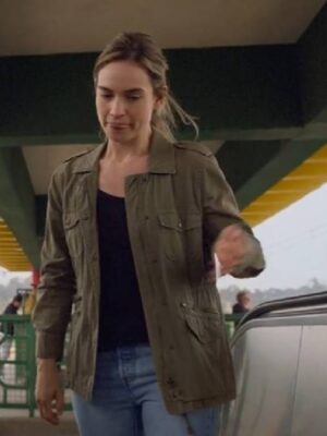 Swiped 2025 Lily James Grey Jacket