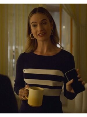 Swiped Lily James Black and White Striped Top