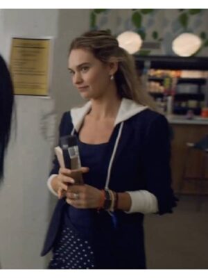 Swiped Lily James Navy Blue Hooded Blazer