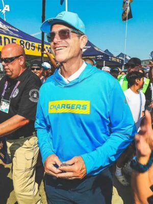 2025 Jim Harbaugh LA Chargers Sideline Blue Hoodie