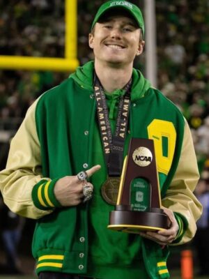2025 Oregon Ducks Green Letterman Jacket