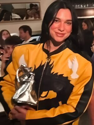 Dua Lipa Buenos Aires 2025 Dragon Yellow Leather Jacket
