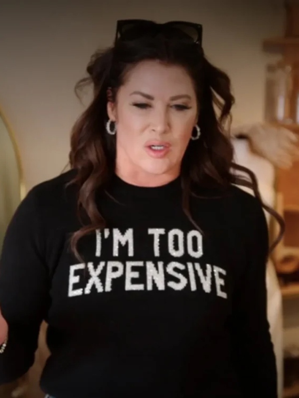 Emily Simpson I’m Too Expensive Black Sweater