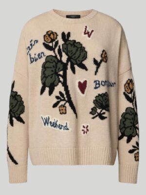 Floral Weekend Oversized Sweater in Beige