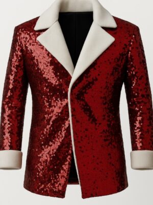 Men’s Santa Claus Sequin Red Christmas Blazer Coat