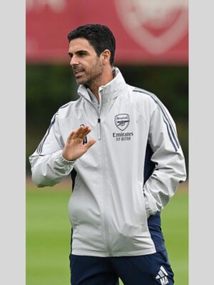 Mikel Arteta Arsenal FC Training 2025 White Jacket