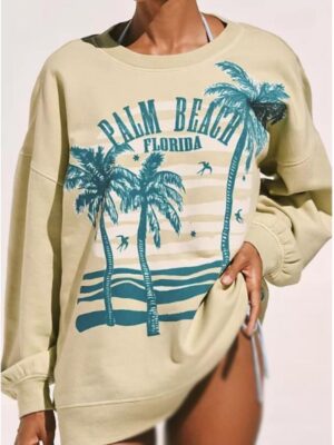 Palm Beach Florida Cream Pullover Sweatshirt