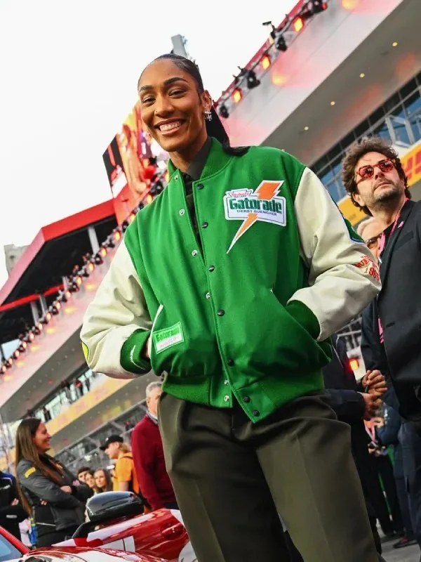 Recreated - A’ja Wilson Gatorade Green & White Varsity Jacket