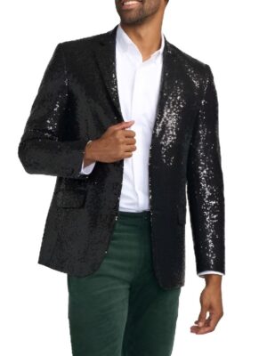 Sequin Christmas Blazer Black