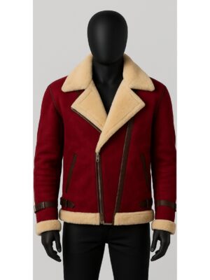 Spirited Ryan Reynolds Red Shearling Jacket