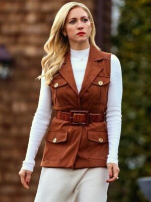 The Beast In Me S1 Brittany Snow Brown Suede Belted Vest