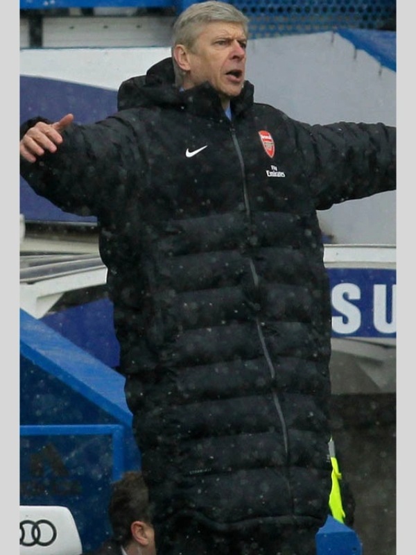 Arsene Wenger Oversized Black Puffer Hooded Coat