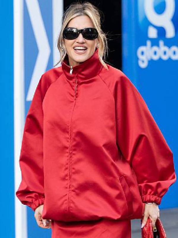 Boarding the Heart Breakfast Christmas Party Ashley Roberts Red Jacket