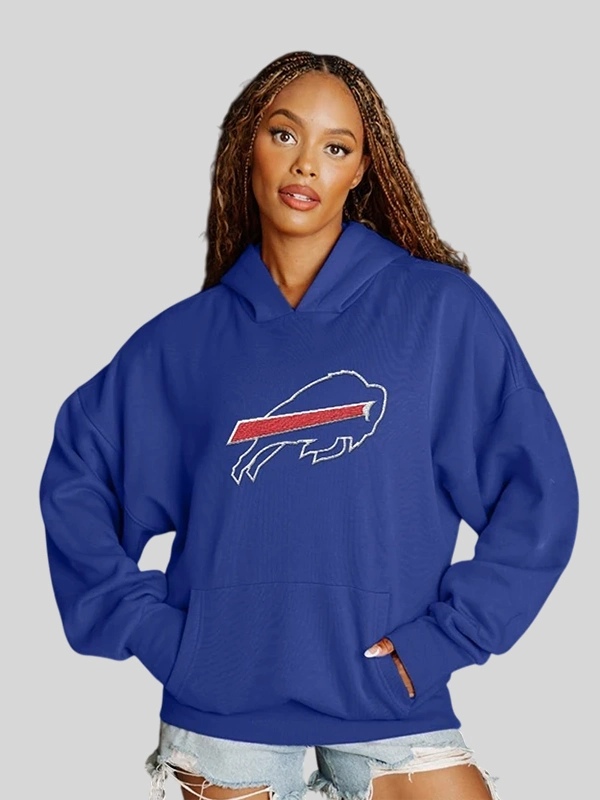 Buffalo Bills Never Stop Oversized Blue Hoodie