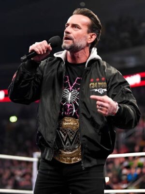 CM Punk Black Hooded Bomber Jacket