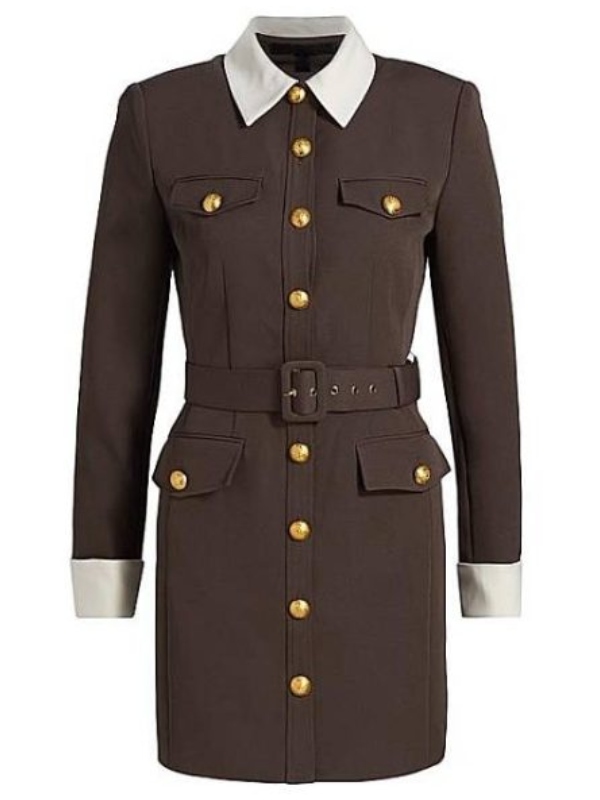 Elsbeth Season03 Sarah Steele Brown Belted Mini Shirtdress