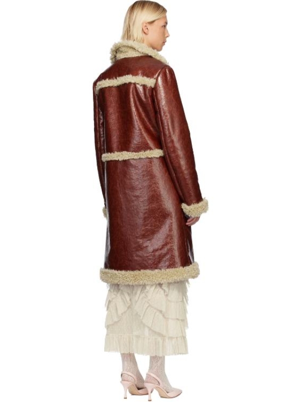 Eva Thomas Beyond The Gates 2025 Ambyr Michelle Sherpa-Trim Brown Leather Coat