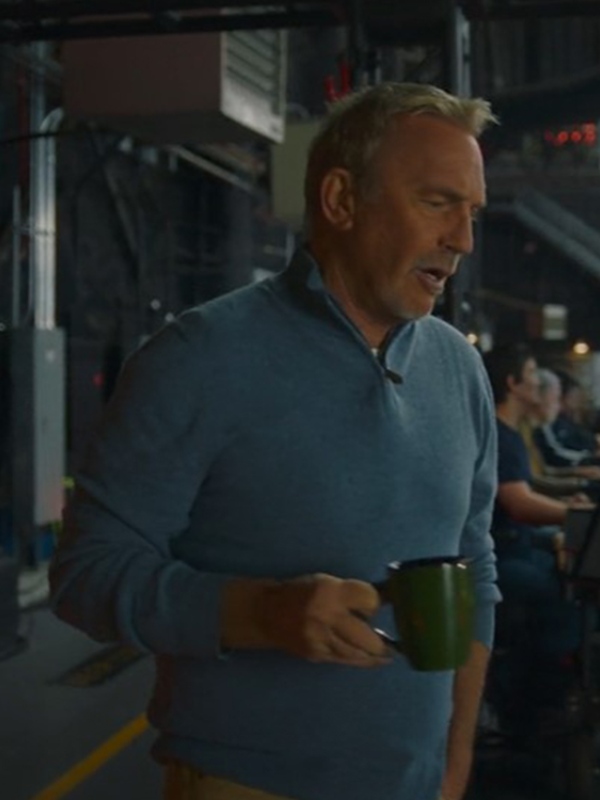 Kevin Costner Presents The First Christmas Kevin Costner Blue Half-Zip Sweatshirt