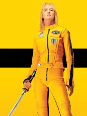 Kill Bill Uma Thurman Yellow Leather Biker Jacket