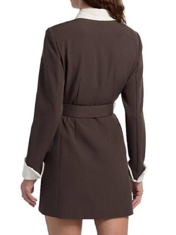 Marissa Gold Elsbeth Season 03 Sarah Steele Brown Valerie Belted Mini Shirtdress