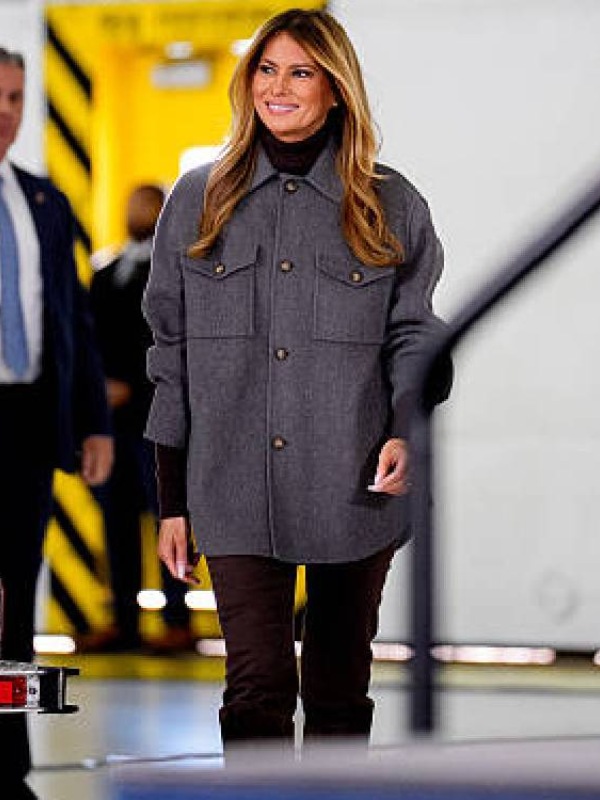 Melania Trump American Red Cross Holiday Care Package Event Jacket-Grey