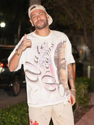 Neymar White Graphic Tee