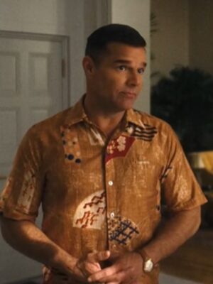 Palm Royale S02 Ricky Martin Brown Printed Shirt