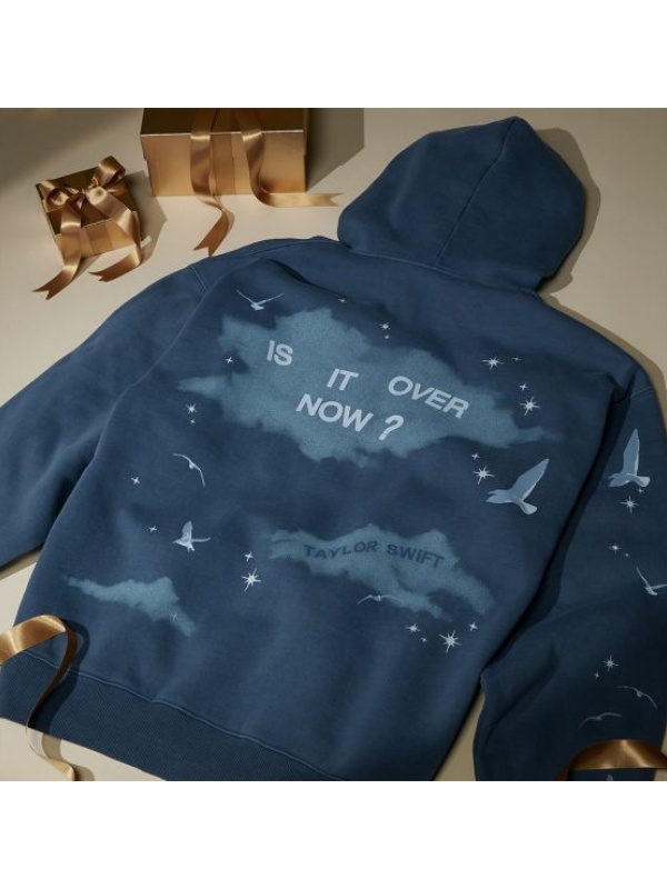 Recreated - 1989 Taylor’s Version Is It Over Now Washed Zip Up Hoodie-Blue
