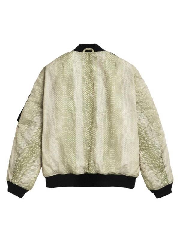 Recreation–Taylor Swift Big Reputation Album Green Snake Skin Print Bomber Jacket