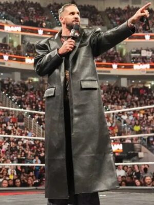 Seth Rollins Monday Night RAW Black Leather Long Coat