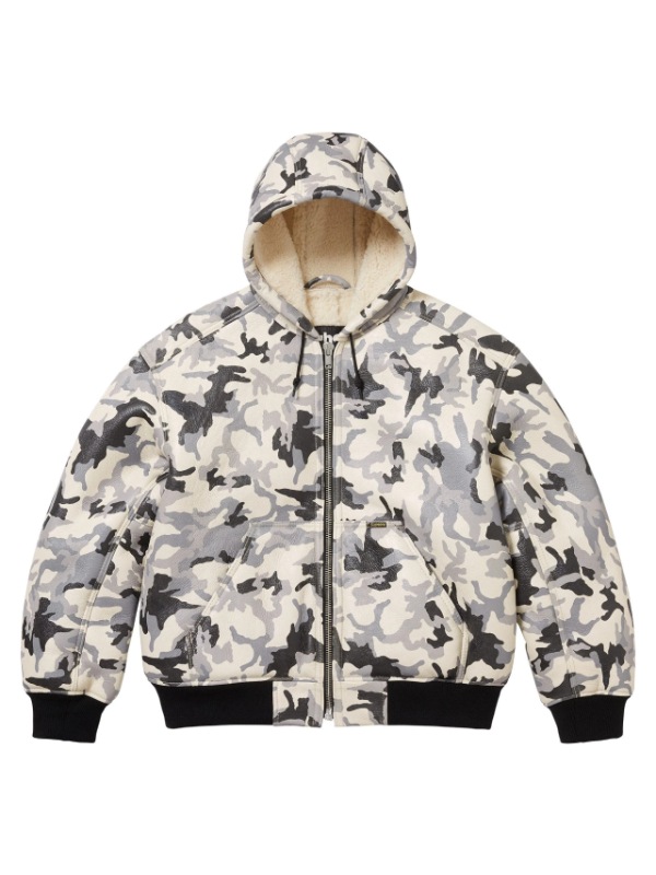 Supreme Schott Hooded Camouflage Leather Jacket