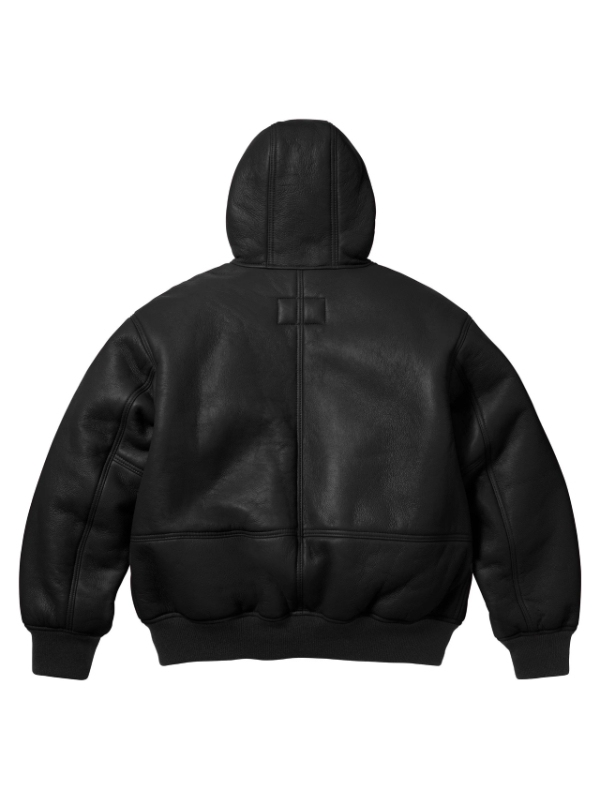 Supreme Schott Hooded Leather Jacket-Black