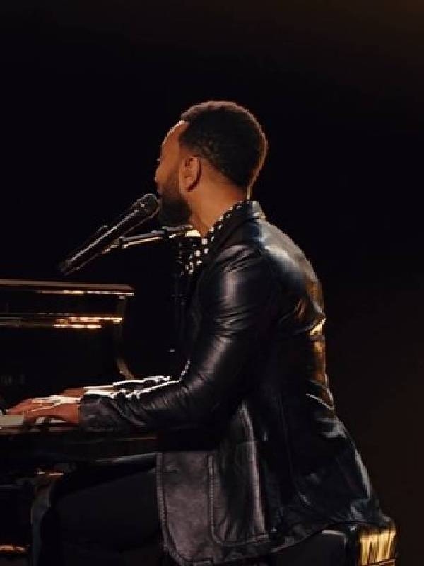 TV Series Words + Music 2025 John Legend Leather Blazer – Black