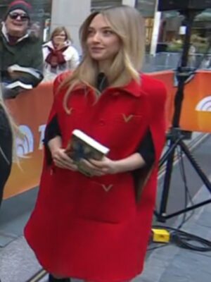 The Today Show 2025 Amanda Seyfried Red Cape Coat