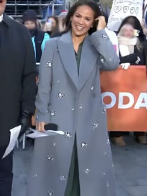 The Today Show 2025 Laura Jarrett Grey Embellished Coat
