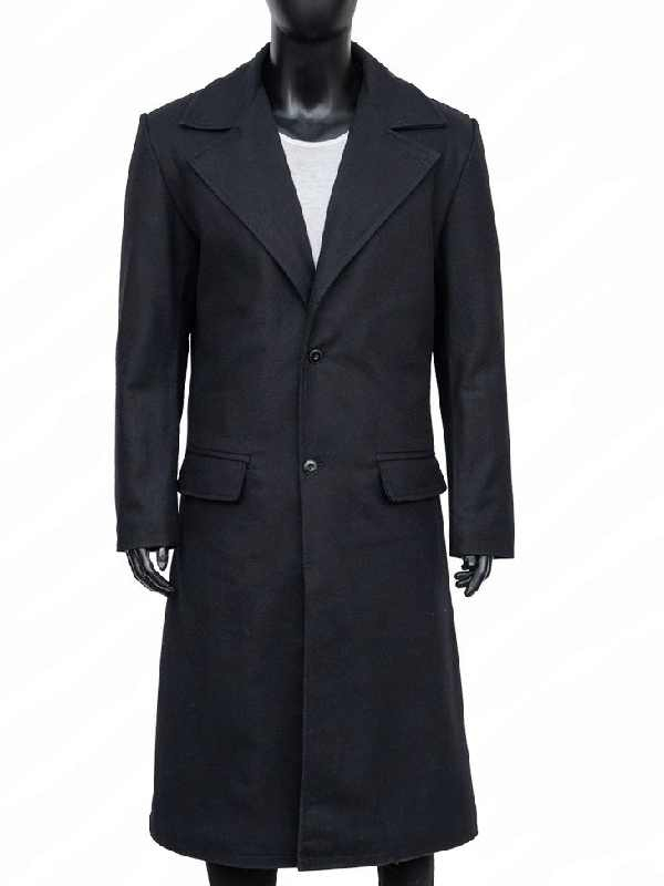 Thomas Wake The Lighthouse Willem Dafoe Wool Blend Long Jacket - Black