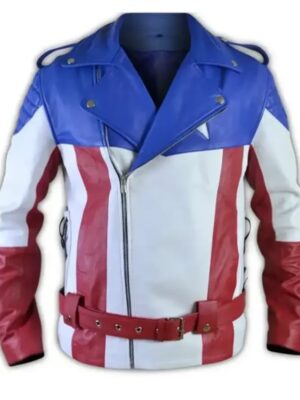 USA Flag Biker Leather Jacket For Unisex