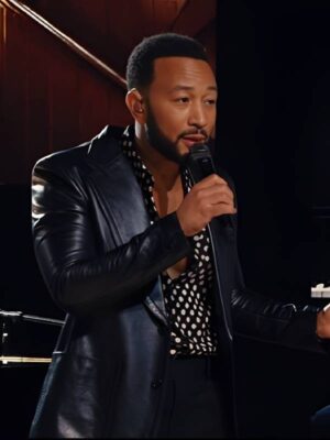 Words + Music John Legend Black Leather Blazer