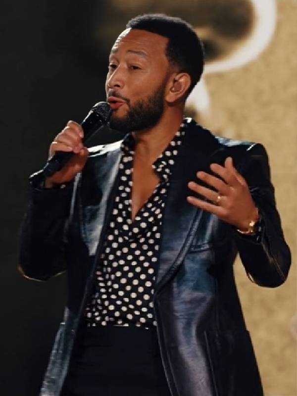 Words + Music John Legend Leather Blazer-Black