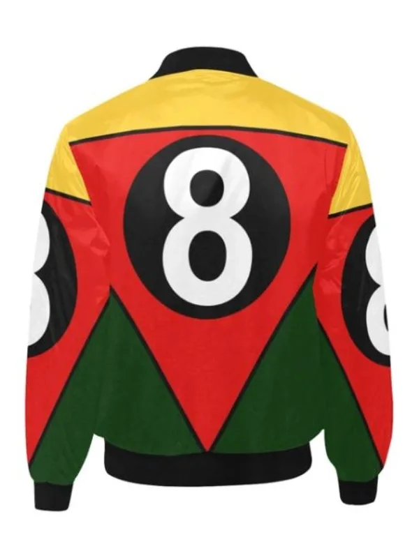 8 Ball Multi-Color Printed Satin Bomber Jacket