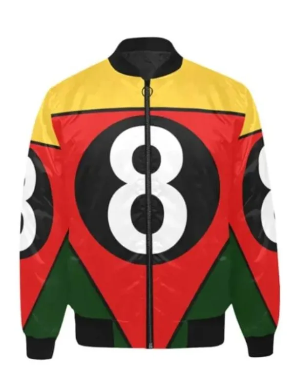 8 Ball Printed Satin Bomber Jacket