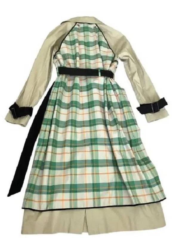 Lily Collins TV Series Emily In Paris Season 5 Emily Cooper Plaid Panel Trench Coat – Green