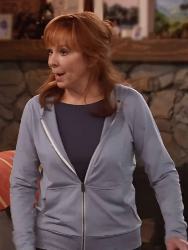 Reba McEntire Happys Place Bobbie Season 2 Grey Zip-Up Hoodie