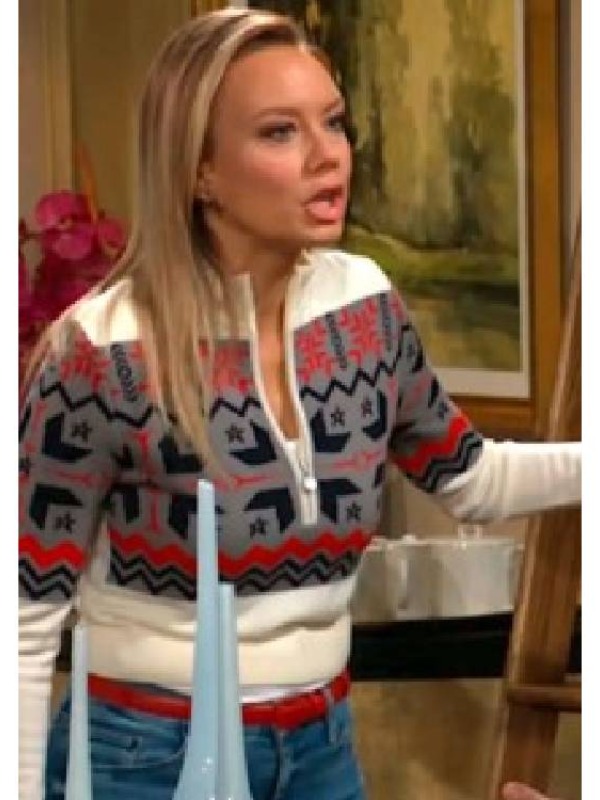 The Young and the Restless Abby Newman White Half-Zip Sweater