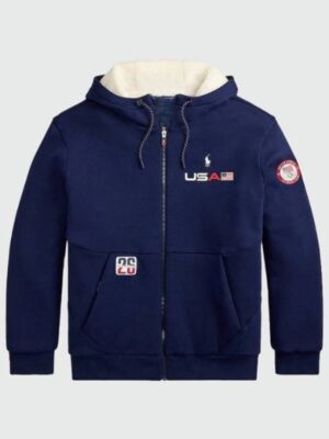 Winter Olympics 2026 Team USA Blue Sherpa Hoodie