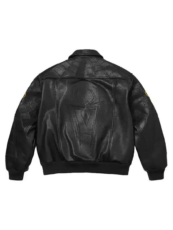 2026 Supreme Spider Man Printed Leather Jacket