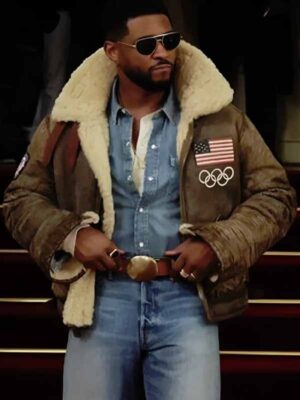 Olympics Usher Shearling Leather Jacket