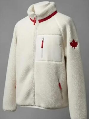 Team Canada Sherpa Fleece White Jacket